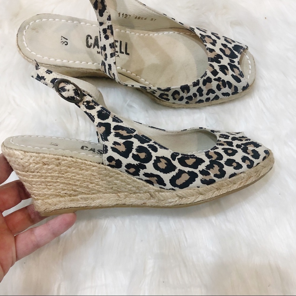Castell Menorca Sara Leopard Print Slingback Wedge